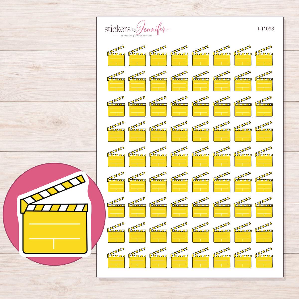I-11093 planner sticker sheet with enlarged sticker detail