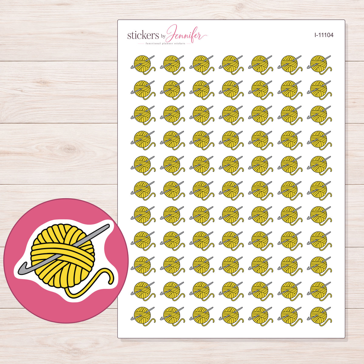 I-11104 planner sticker sheet with enlarged sticker detail