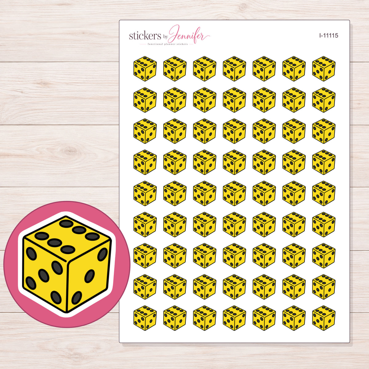 I-11115 planner sticker sheet with enlarged sticker detail