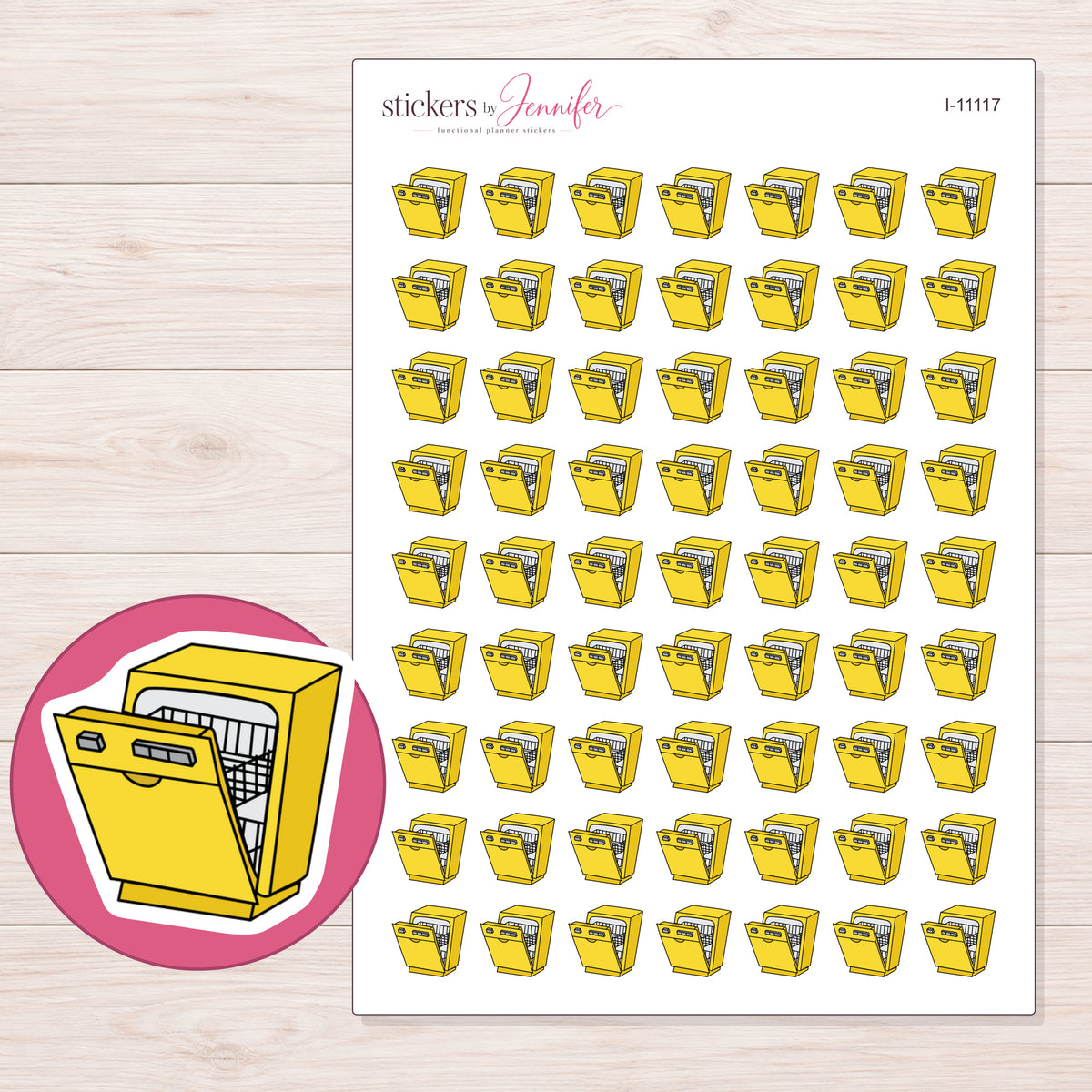 I-11117 planner sticker sheet with enlarged sticker detail