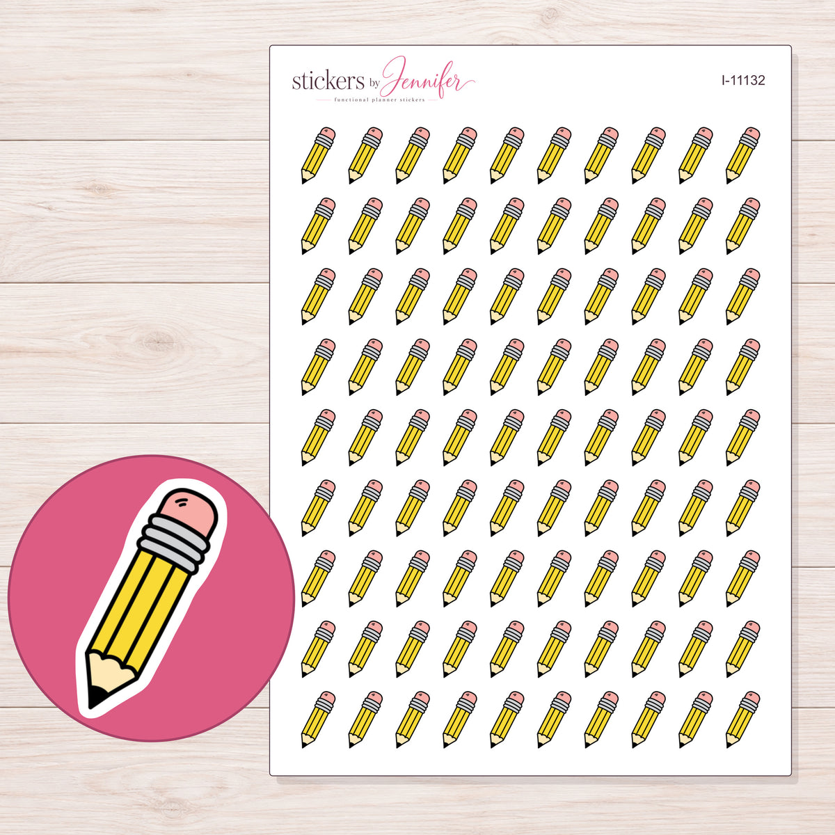 I-11132 planner sticker sheet with enlarged sticker detail