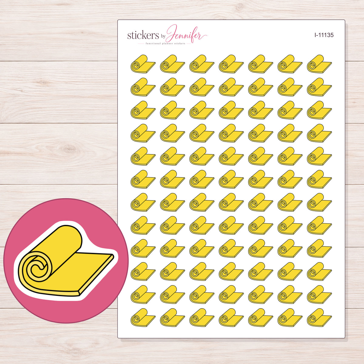 I-11135 planner sticker sheet with enlarged sticker detail