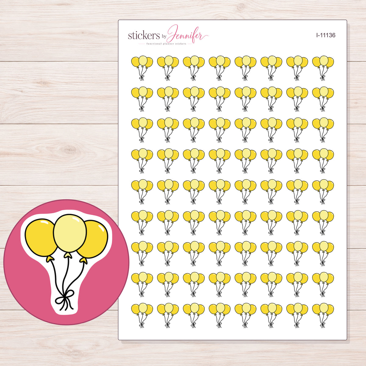 I-11136 planner sticker sheet with enlarged sticker detail