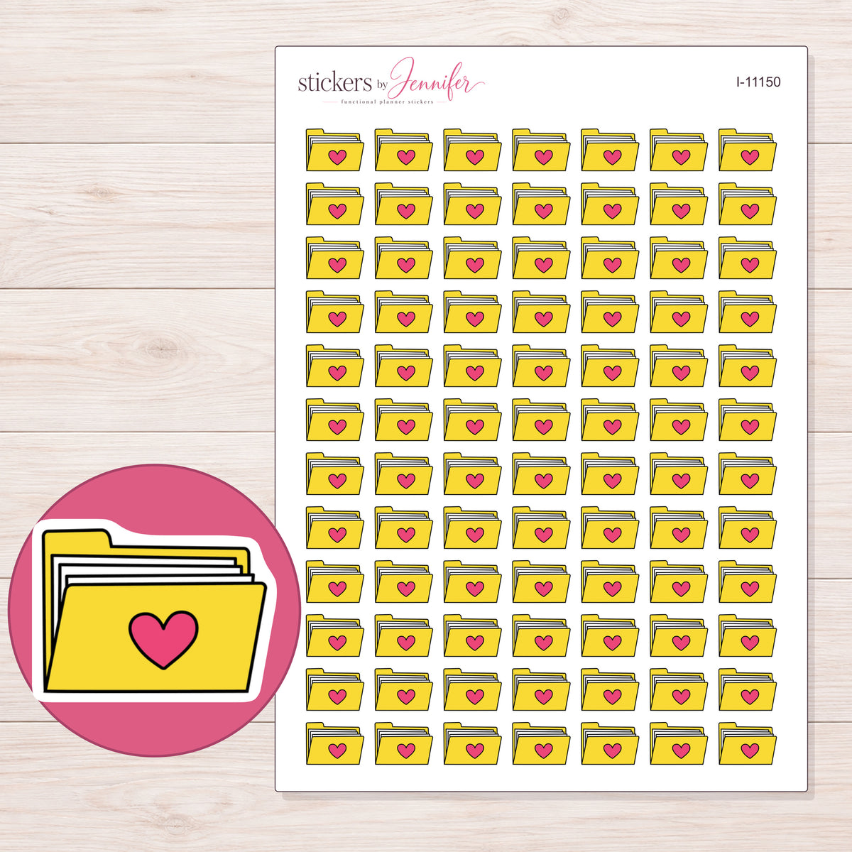 I-11150 planner sticker sheet with enlarged sticker detail