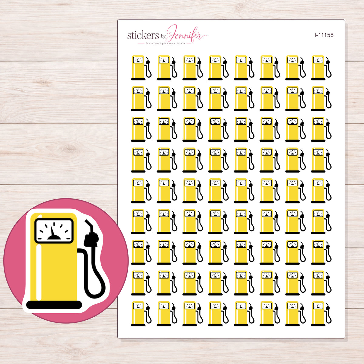 I-11158 planner sticker sheet with enlarged sticker detail