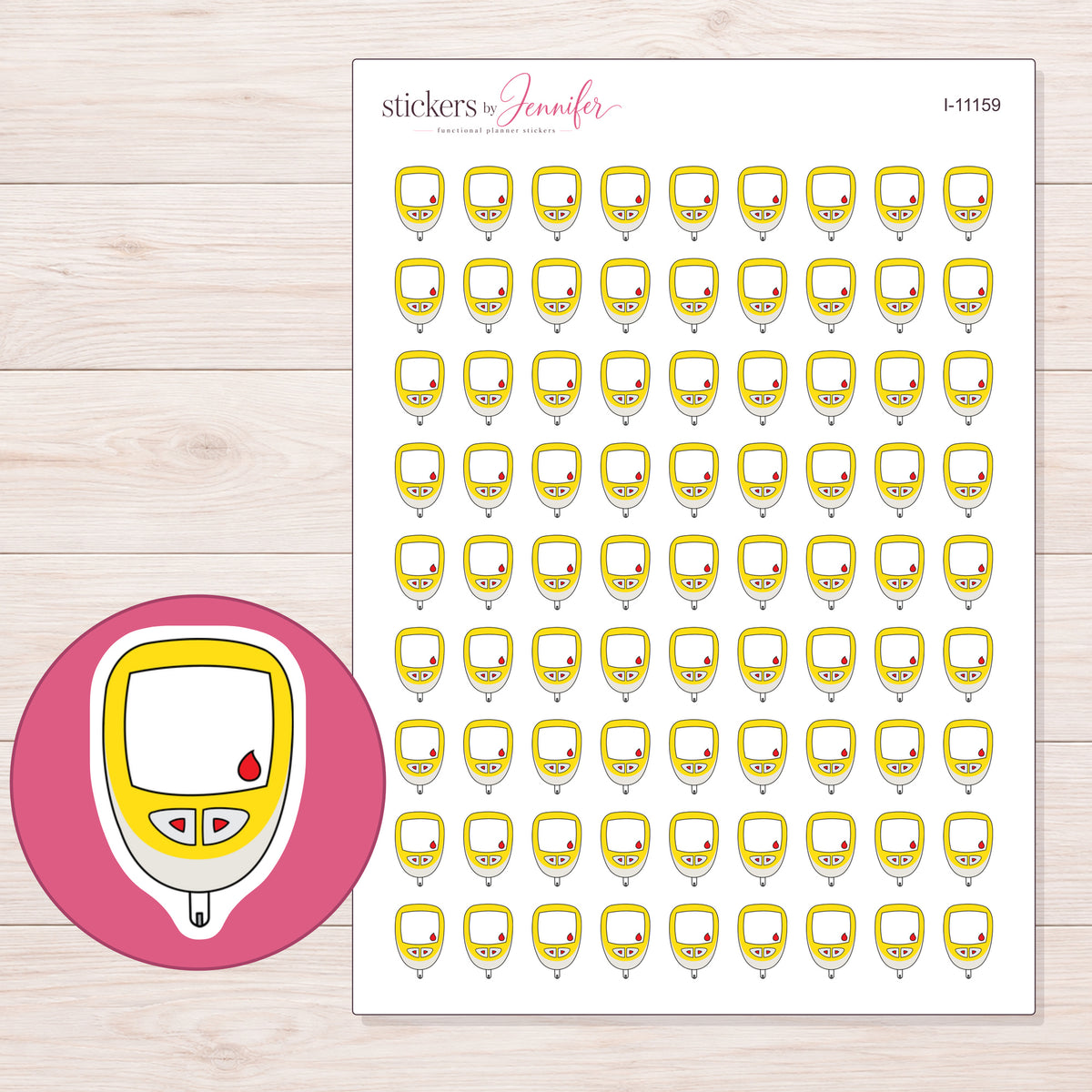 I-11159 planner sticker sheet with enlarged sticker detail
