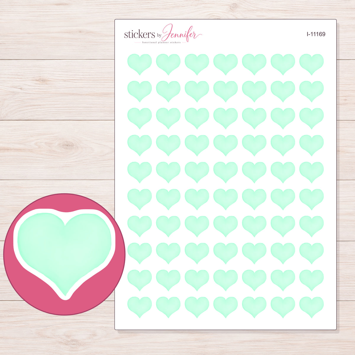I-11169 planner sticker sheet with enlarged sticker detail