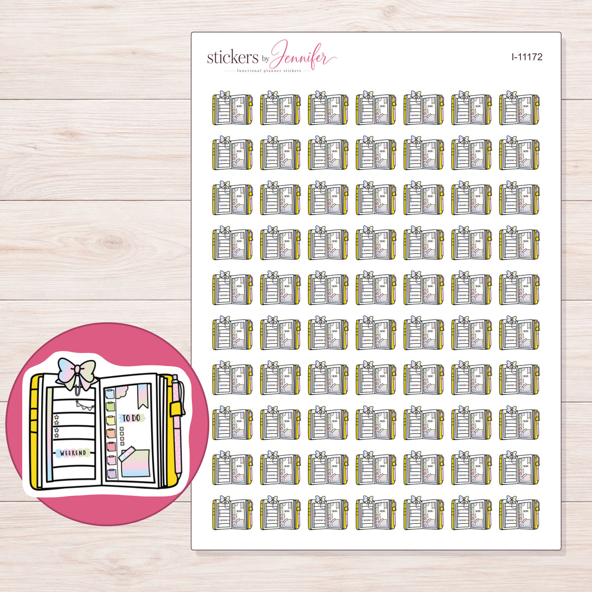 I-11172 planner sticker sheet with enlarged sticker detail