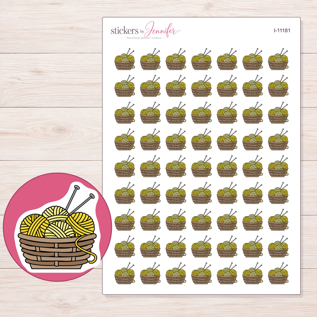 I-11181 planner sticker sheet with enlarged sticker detail