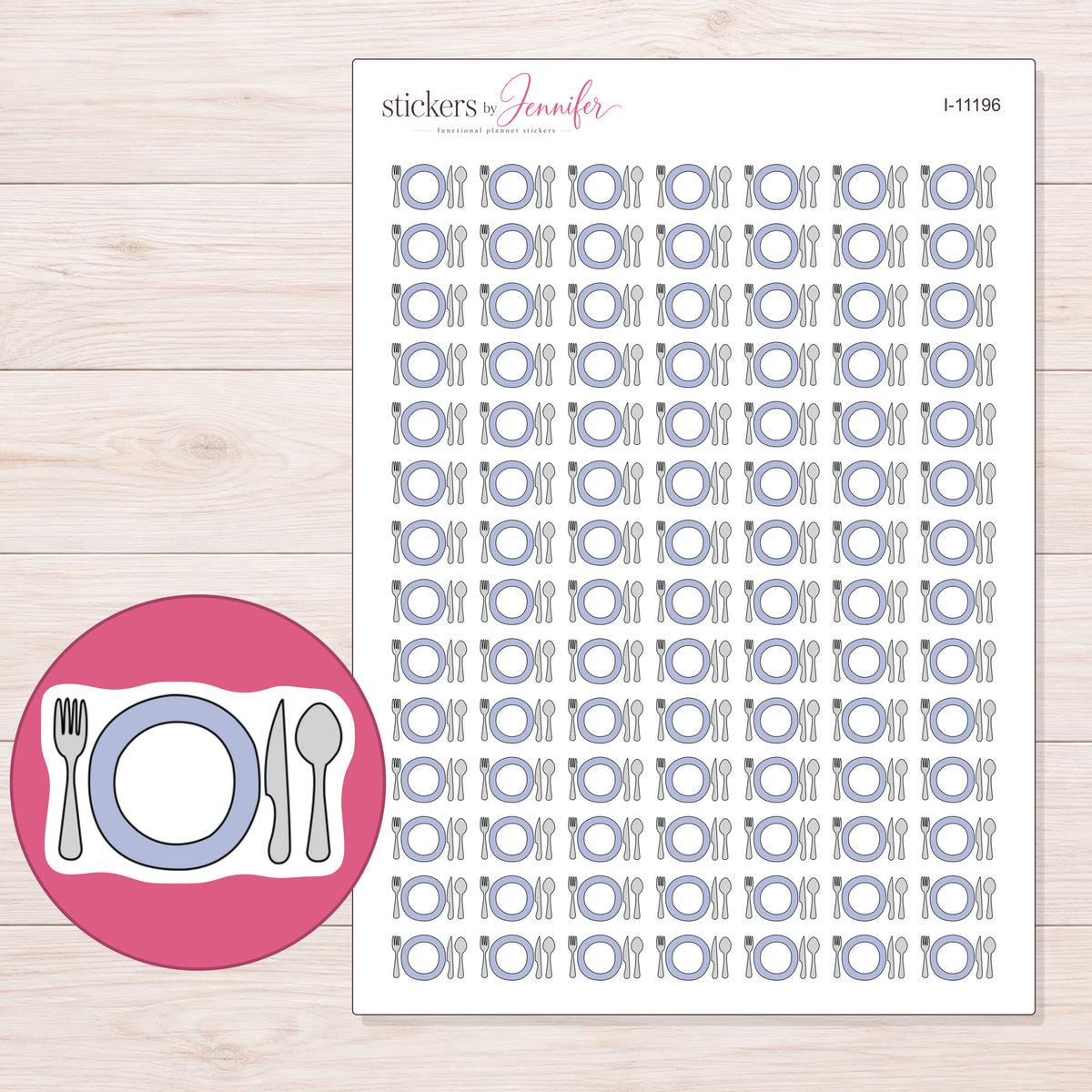 I-11196 planner sticker sheet with enlarged sticker detail
