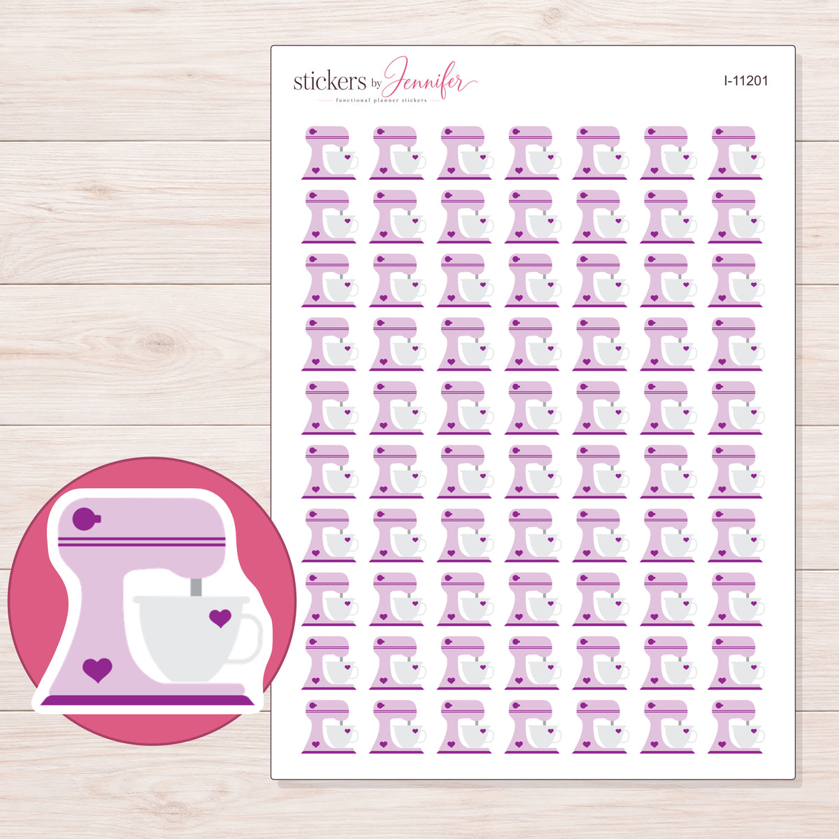 I-11201 planner sticker sheet with enlarged sticker detail