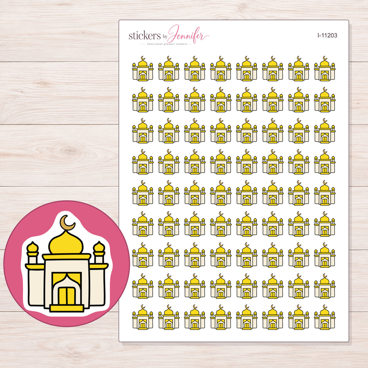 I-11203 planner sticker sheet with enlarged sticker detail