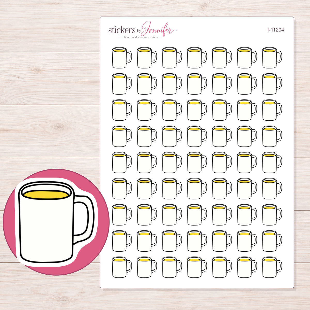 I-11204 planner sticker sheet with enlarged sticker detail