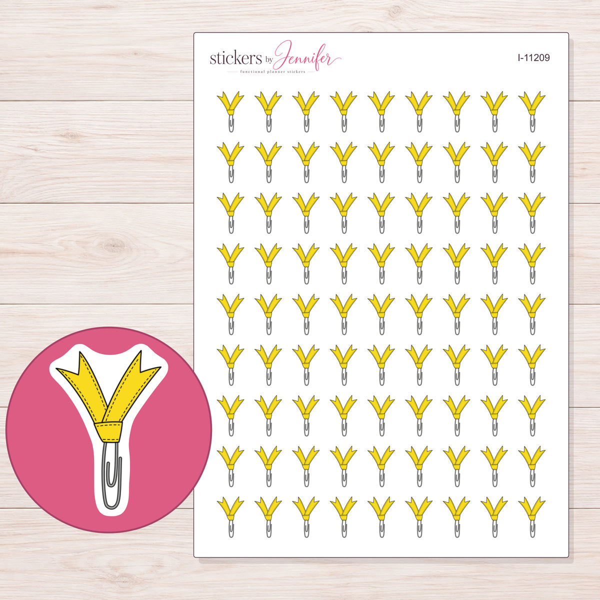 I-11209 planner sticker sheet with enlarged sticker detail