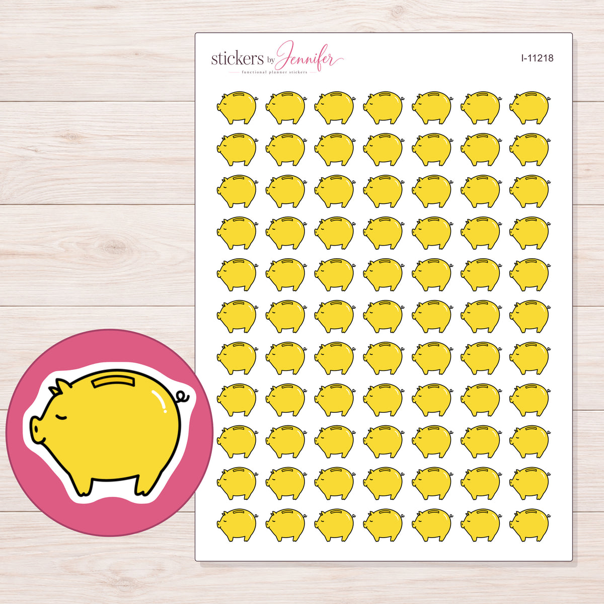 I-11218 planner sticker sheet with enlarged sticker detail