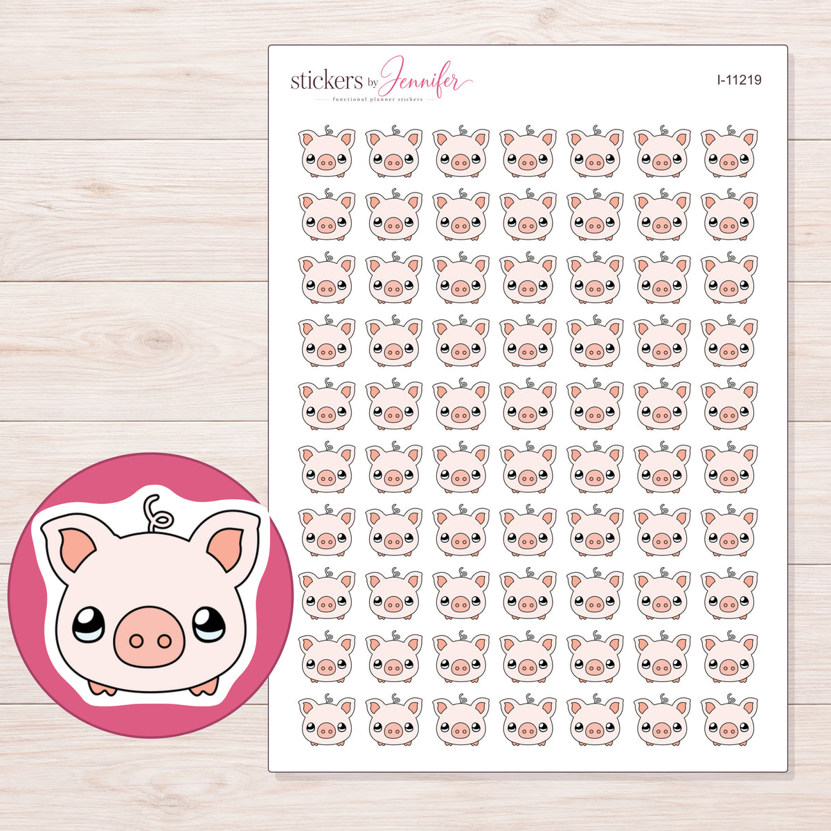 I-11219 planner sticker sheet with enlarged sticker detail
