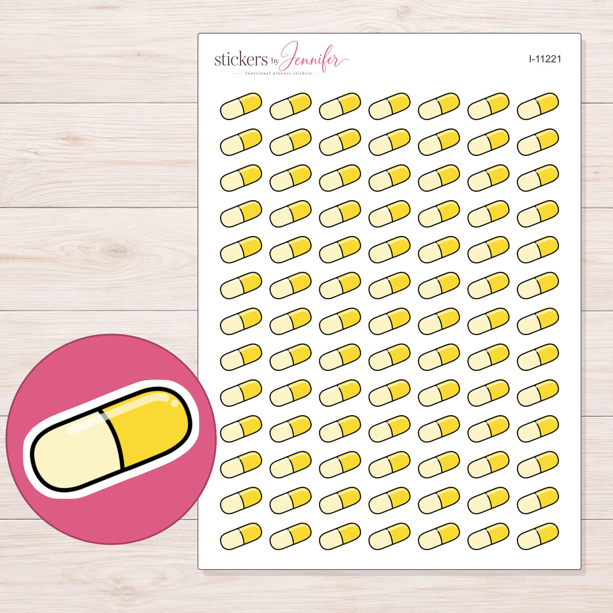 I-11221 planner sticker sheet with enlarged sticker detail