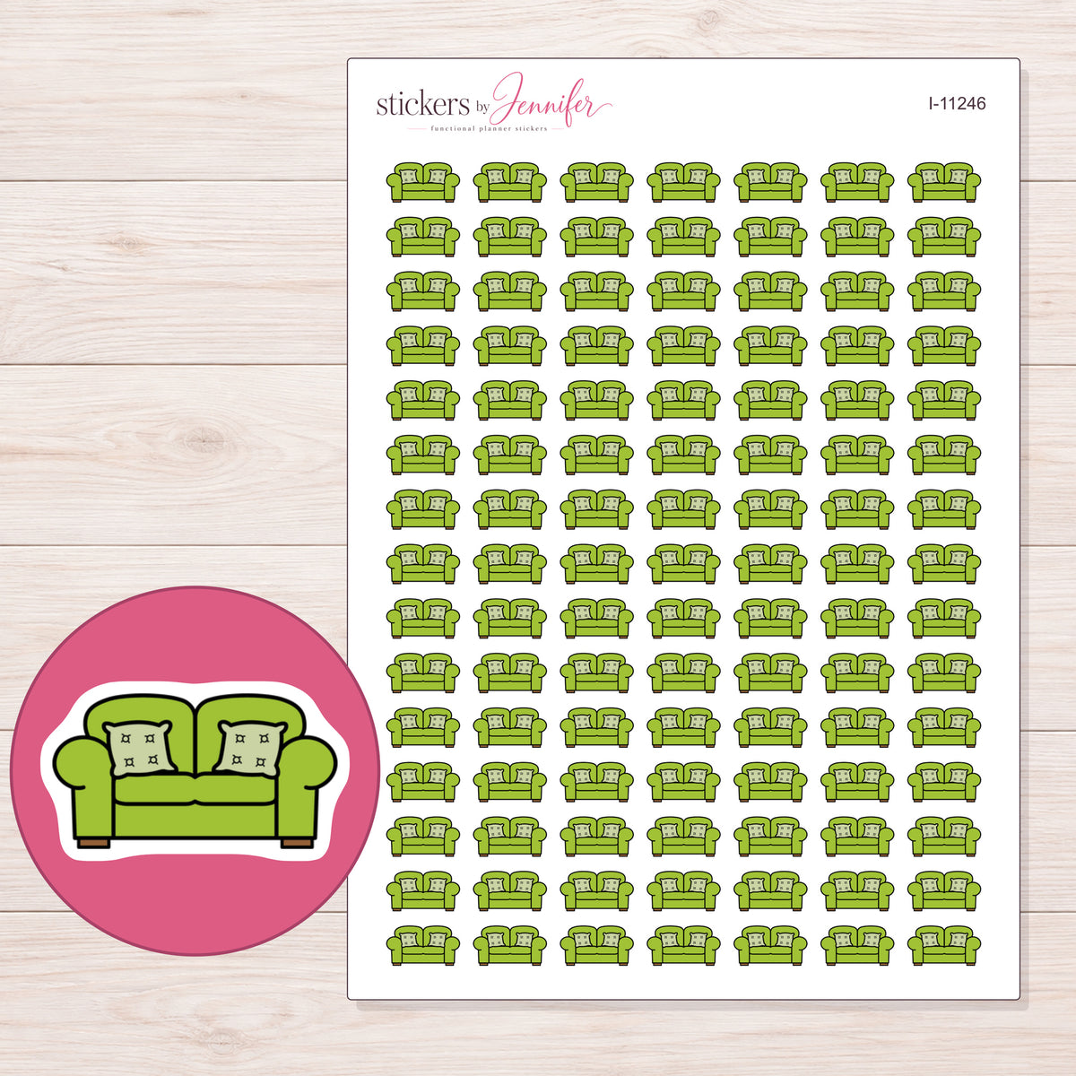 I-11246 planner sticker sheet with enlarged sticker detail