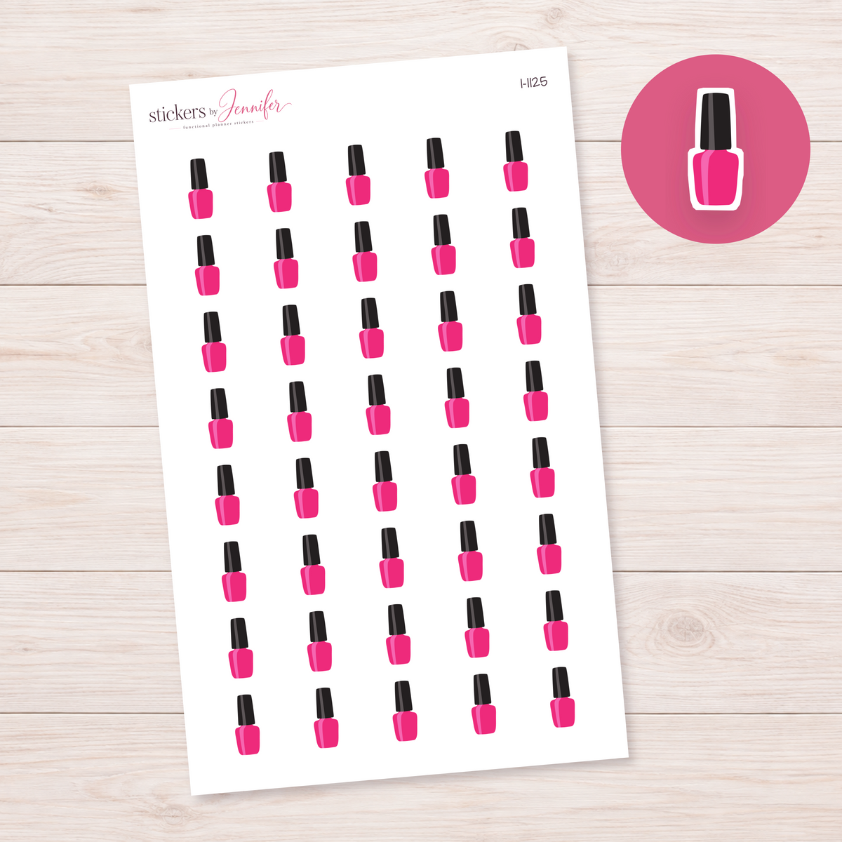 Hot Pink Nail Polish Planner Stickers | I-1125