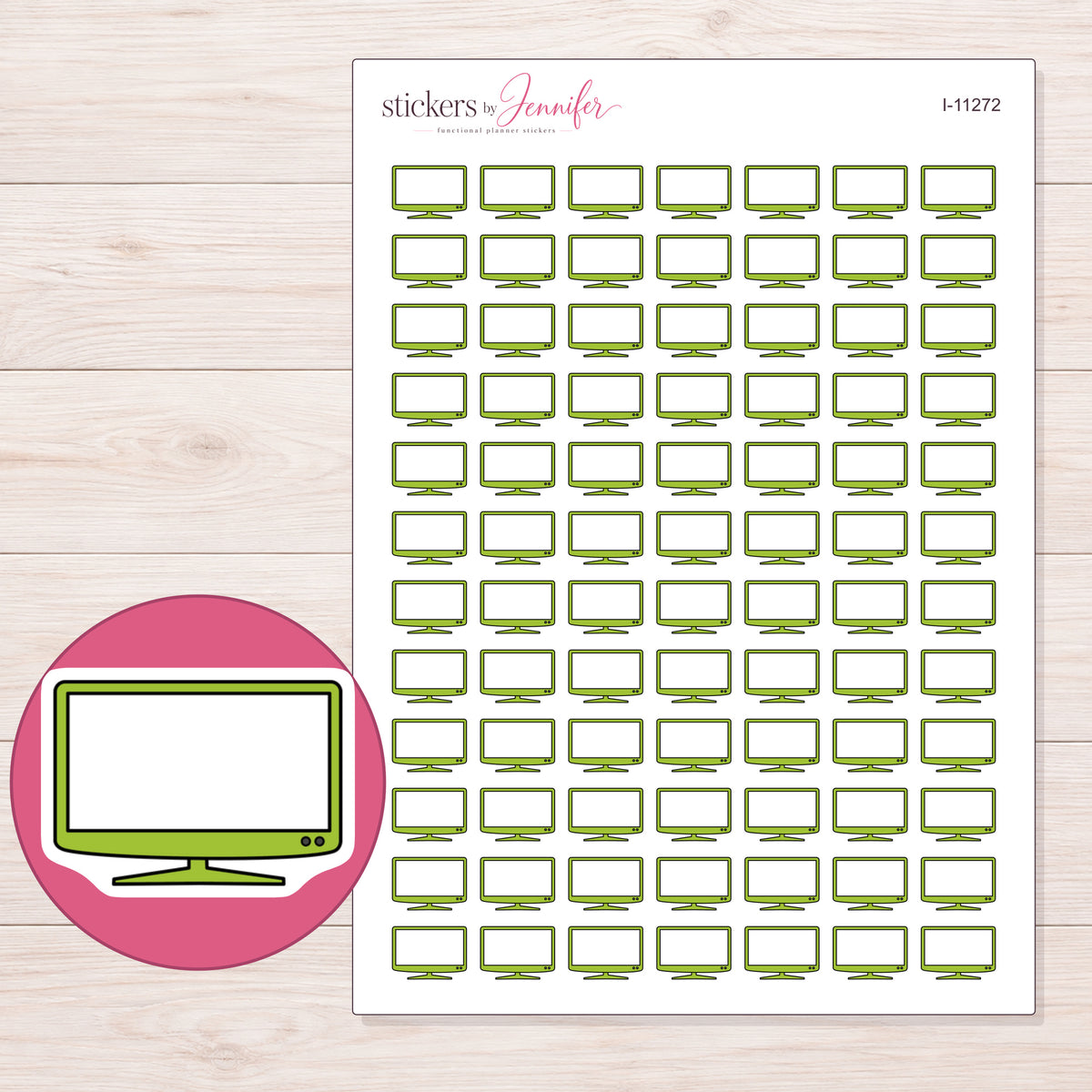 I-11272 planner sticker sheet with enlarged sticker detail