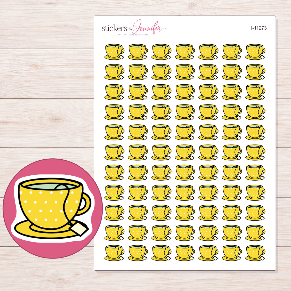 I-11273 planner sticker sheet with enlarged sticker detail