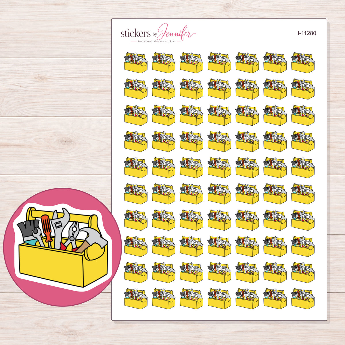 I-11280 planner sticker sheet with enlarged sticker detail