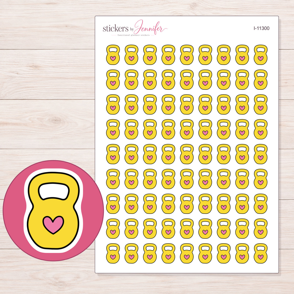I-11300 planner sticker sheet with enlarged sticker detail