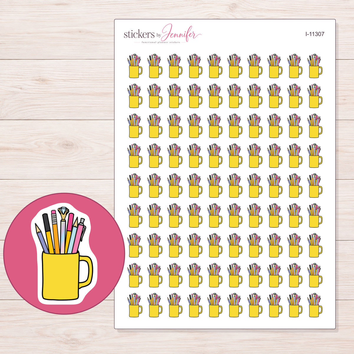 I-11307 planner sticker sheet with enlarged sticker detail