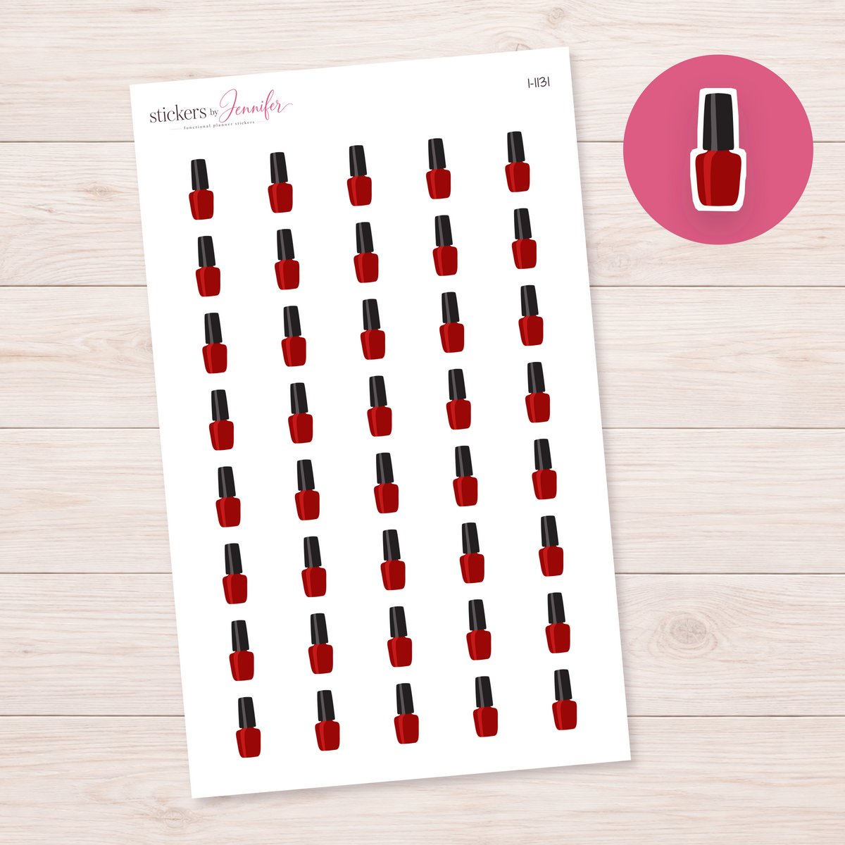 Deep Red Nail Polish Planner Stickers | I-1131
