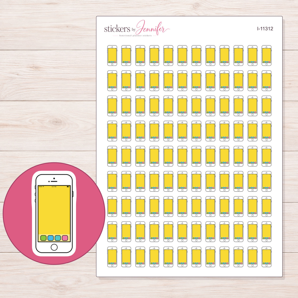 I-11312 planner sticker sheet with enlarged sticker detail