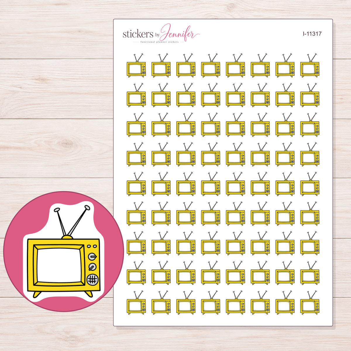 I-11317 planner sticker sheet with enlarged sticker detail