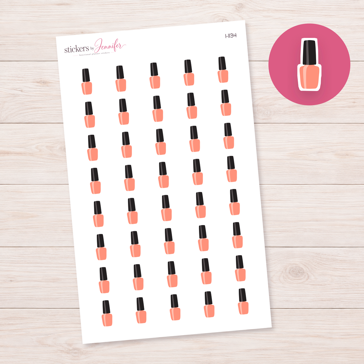 Peach Nail Polish Planner Stickers | I-1134