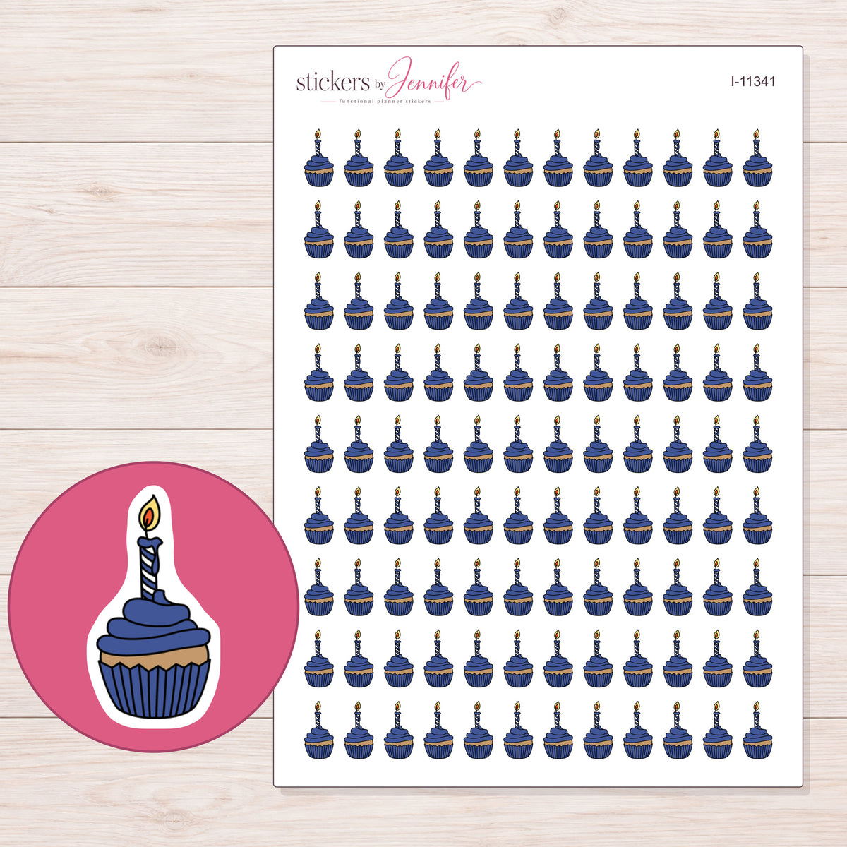 I-11341 planner sticker sheet with enlarged sticker detail