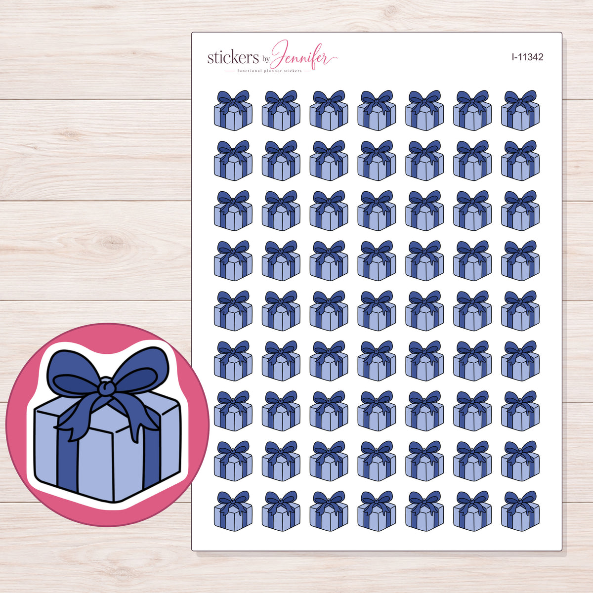 I-11342 planner sticker sheet with enlarged sticker detail
