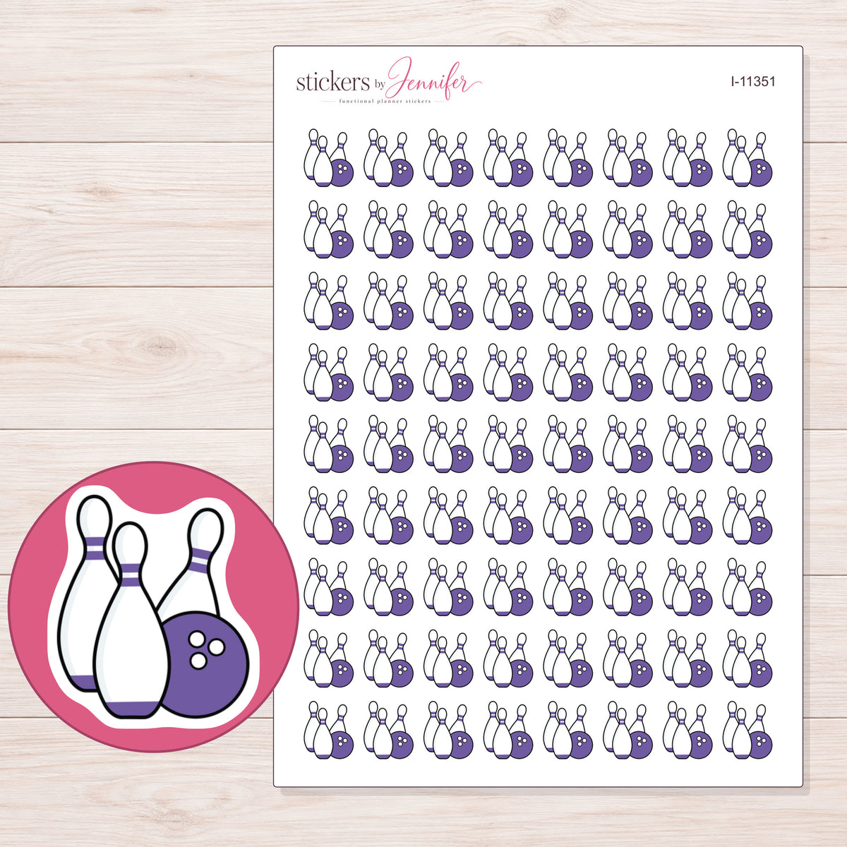 I-11351 planner sticker sheet with enlarged sticker detail