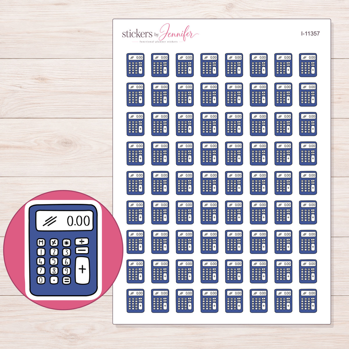 I-11357 planner sticker sheet with enlarged sticker detail