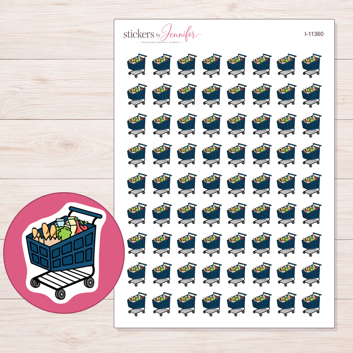 I-11360 planner sticker sheet with enlarged sticker detail