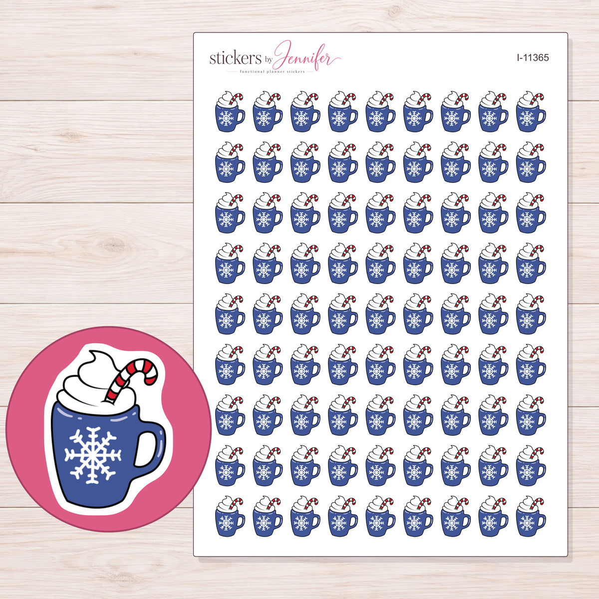I-11365 planner sticker sheet with enlarged sticker detail