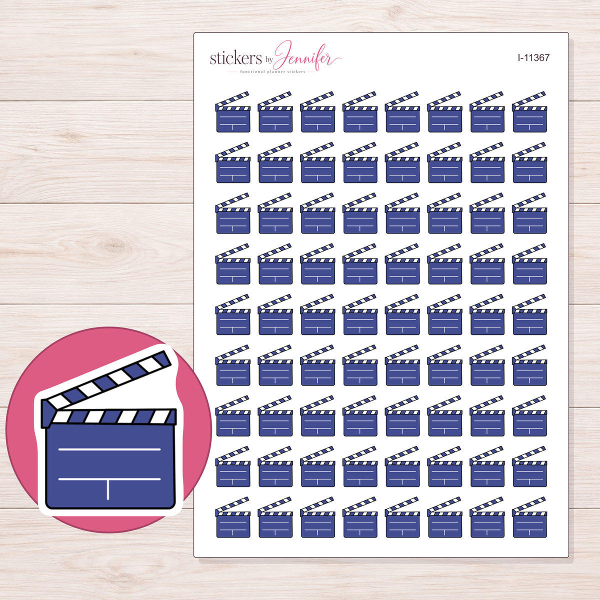 I-11367 planner sticker sheet with enlarged sticker detail