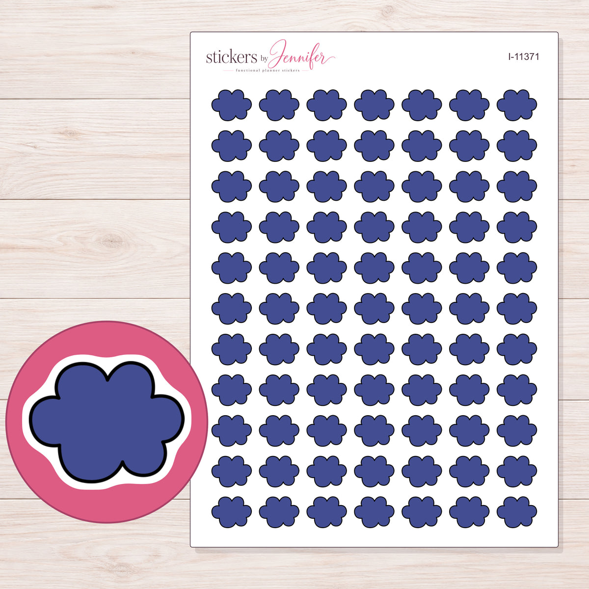 I-11371 planner sticker sheet with enlarged sticker detail