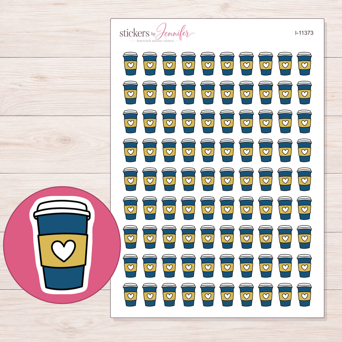 I-11373 planner sticker sheet with enlarged sticker detail