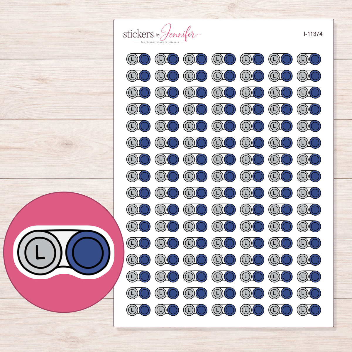 I-11374 planner sticker sheet with enlarged sticker detail