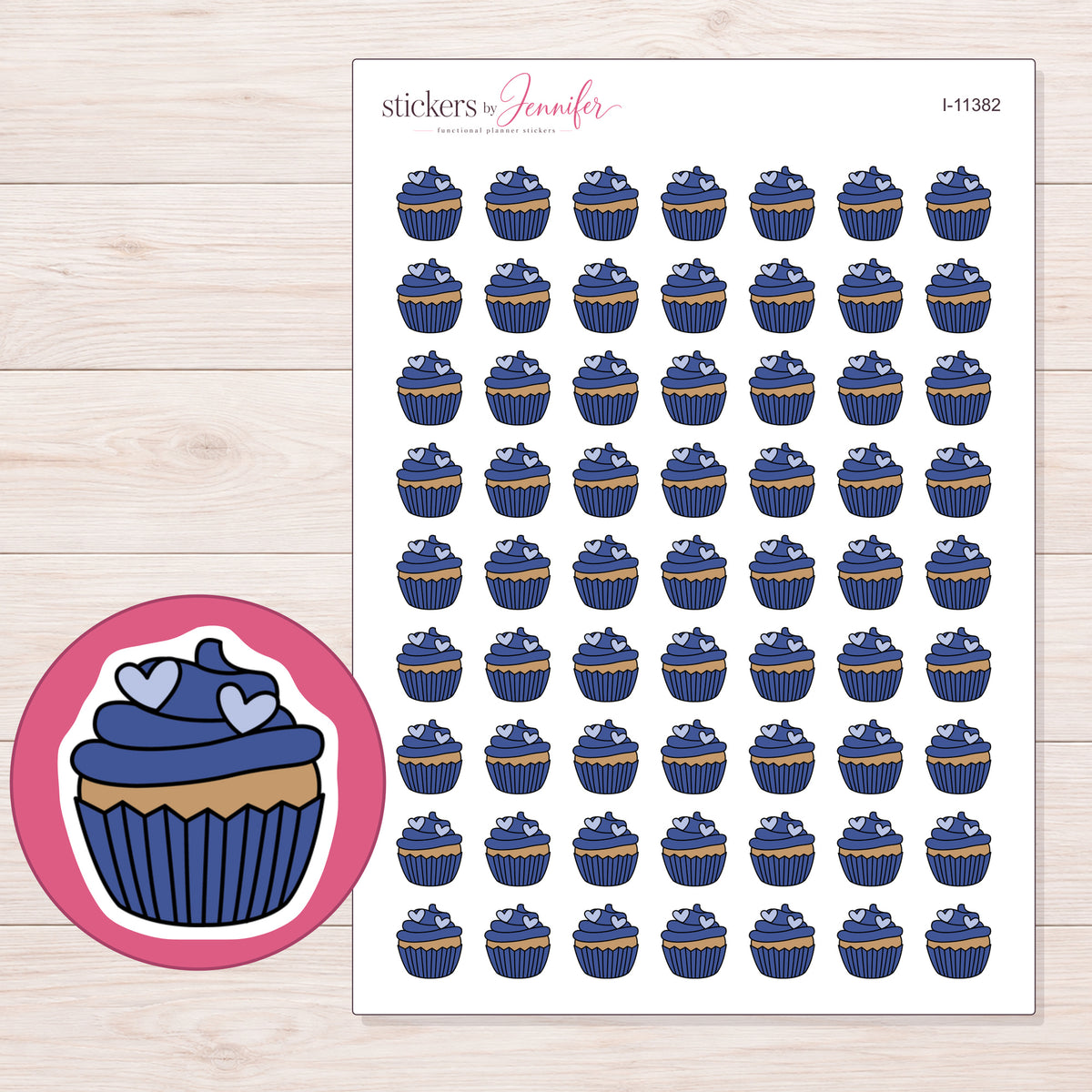 I-11382 planner sticker sheet with enlarged sticker detail
