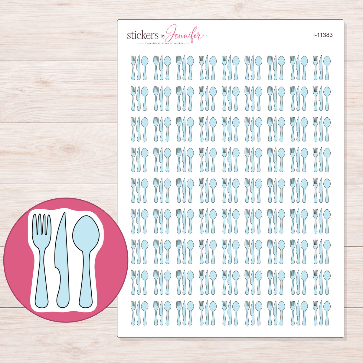 I-11383 planner sticker sheet with enlarged sticker detail