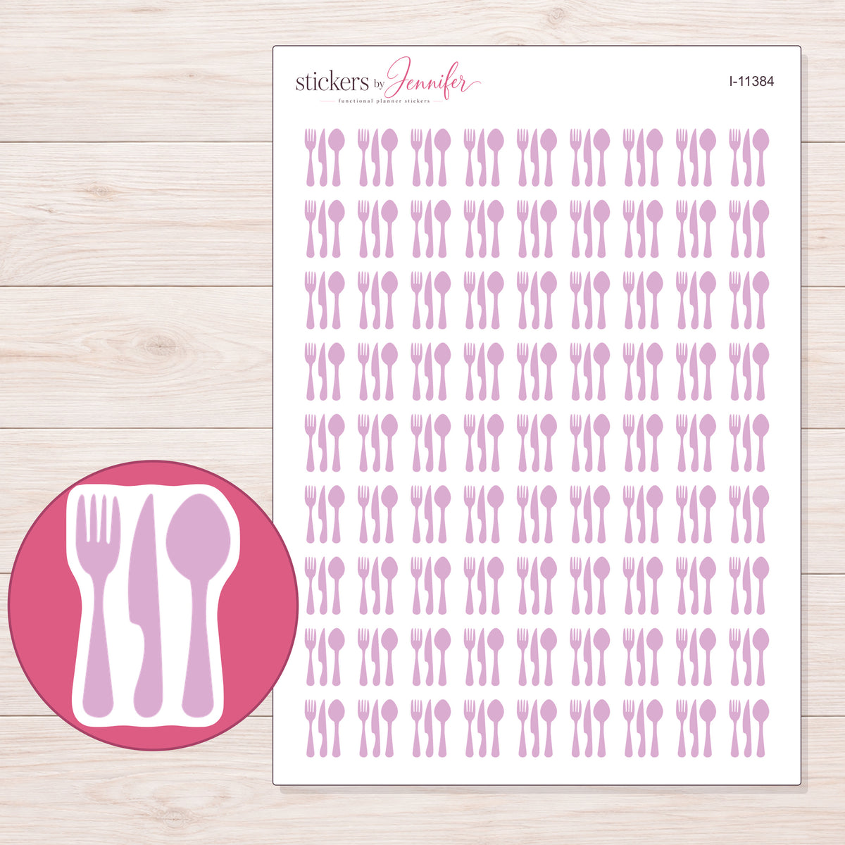 I-11384 planner sticker sheet with enlarged sticker detail