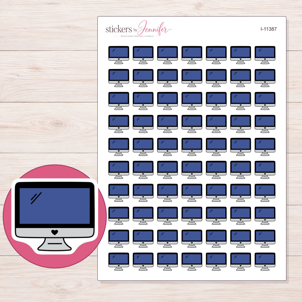 I-11387 planner sticker sheet with enlarged sticker detail