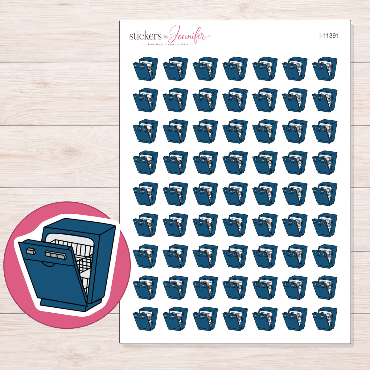 I-11391 planner sticker sheet with enlarged sticker detail