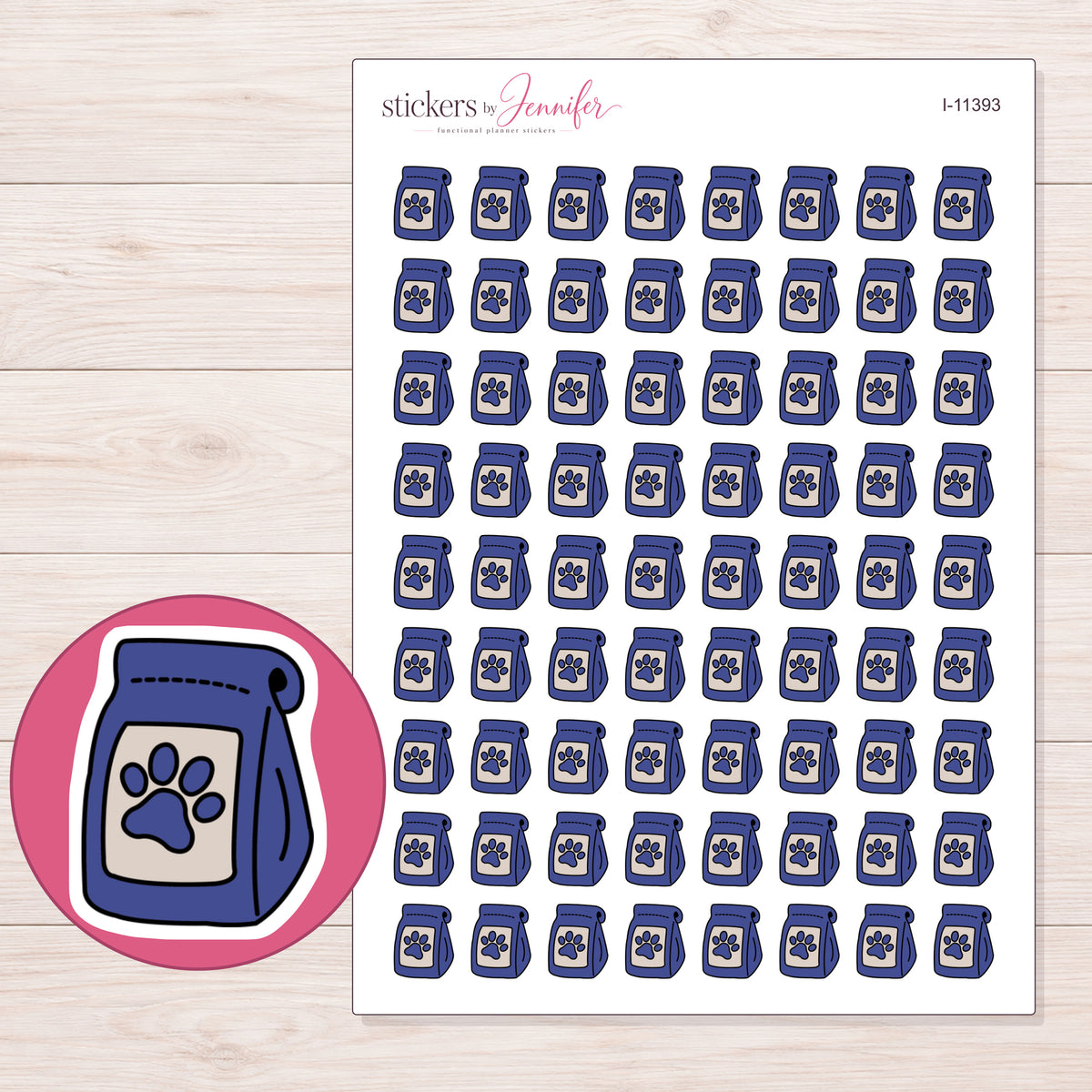 I-11393 planner sticker sheet with enlarged sticker detail