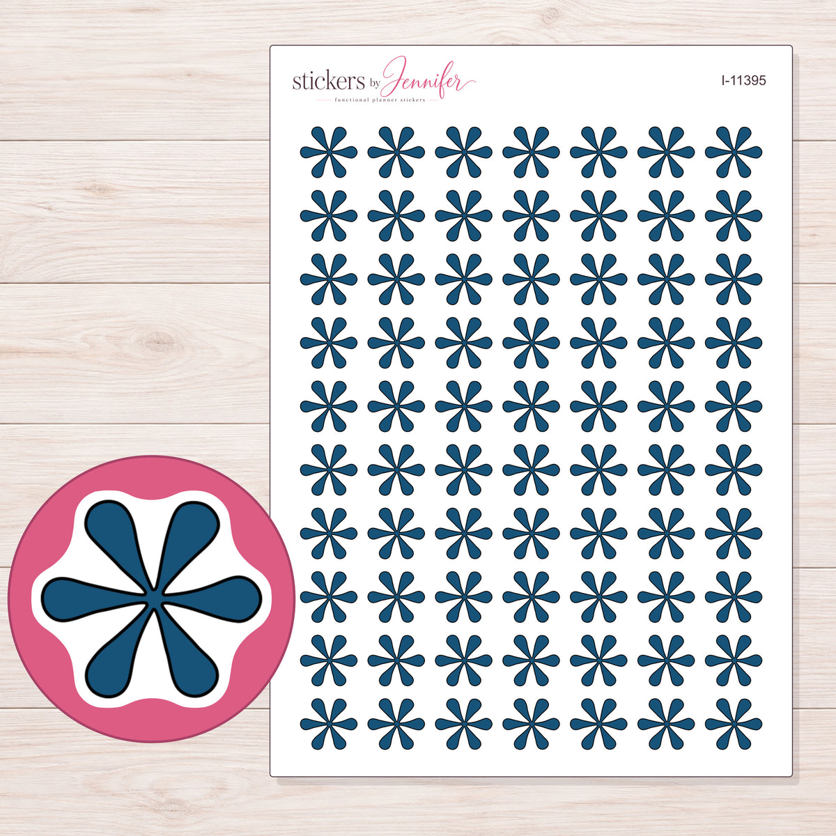 I-11395 planner sticker sheet with enlarged sticker detail