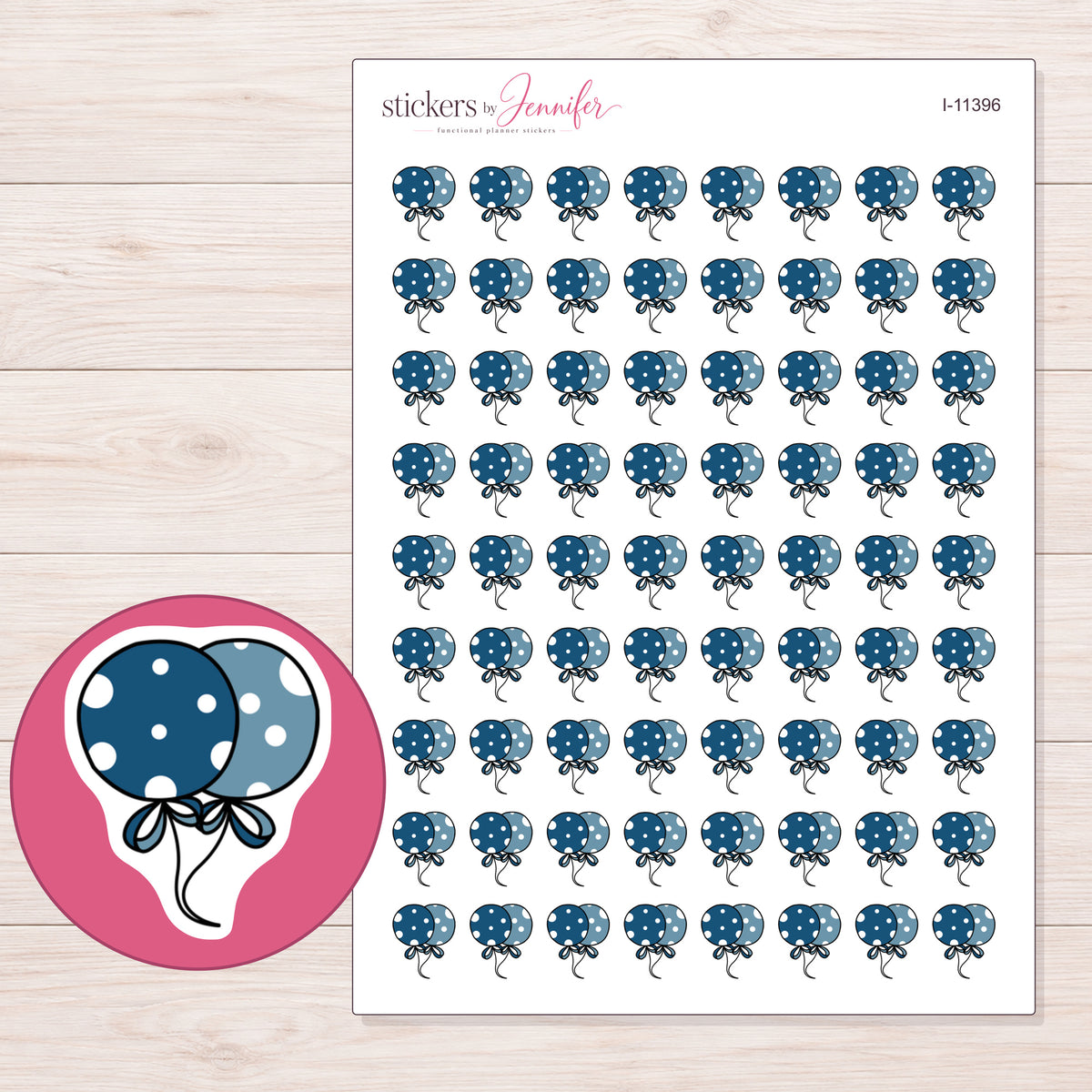 I-11396 planner sticker sheet with enlarged sticker detail